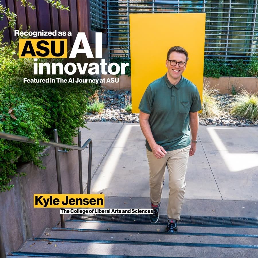 Social post: Kyle Jensen, The College of Liberal Arts and Sciences, recognized as an ASU AI innovator