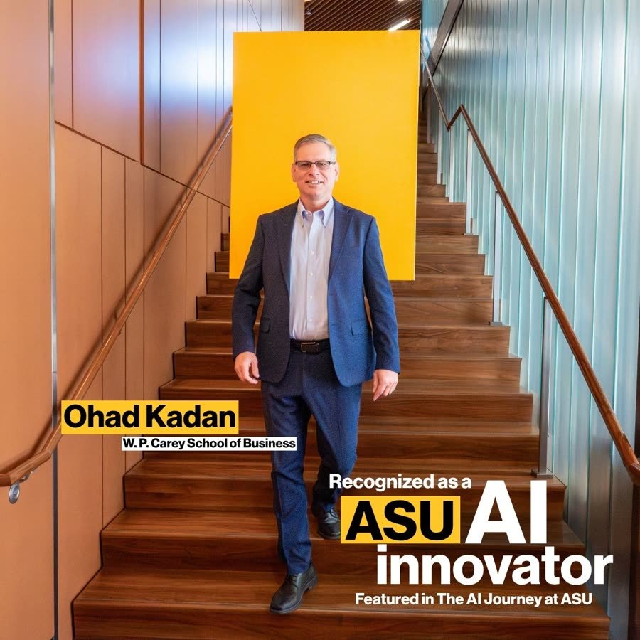 Social post: Ohad Kadan, W. P. Carey School of Business, recognized as an ASU AI innovator